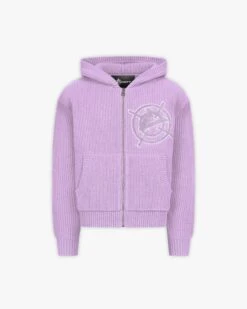 V-LOGO KNIT ZIP HOODIE LAVENDER