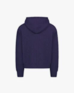 V-LOGO KNIT ZIP HOODIE NAVY -Vicinity Fashion Store Navy Back