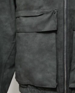 SCRIPT LOGO LEATHER JACKET GREY -Vicinity Fashion Store Untitled 1 0006 IMG 5223