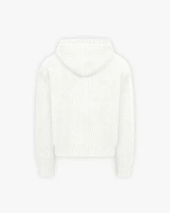 V-LOGO KNIT ZIP HOODIE WHITE -Vicinity Fashion Store White Back
