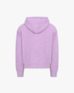 V-LOGO KNIT ZIP HOODIE LAVENDER -Vicinity Fashion Store lavender back