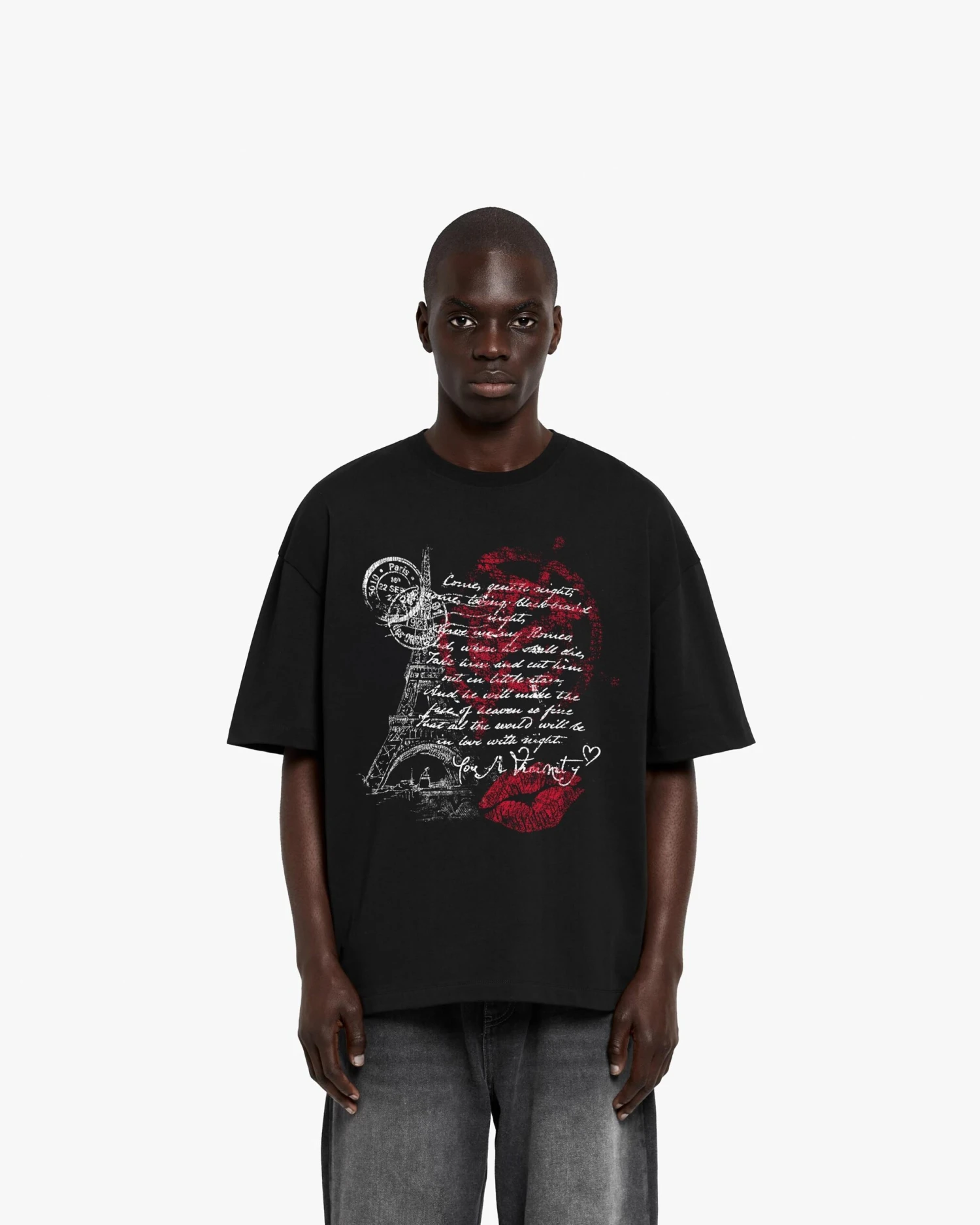 LOVE LETTER TEE BLACK 2 LOVE LETTER TEE BLACK - Image 2