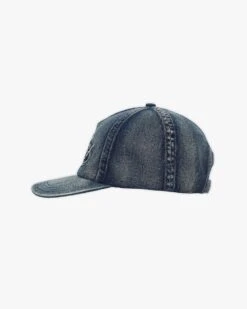 SCRIPT DENIM CAP BLUE -Vicinity Fashion Store script denim cap blue side