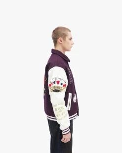 GAMBLER VARSITY JACKET BORDEAUX RED -Vicinity Fashion Store side02