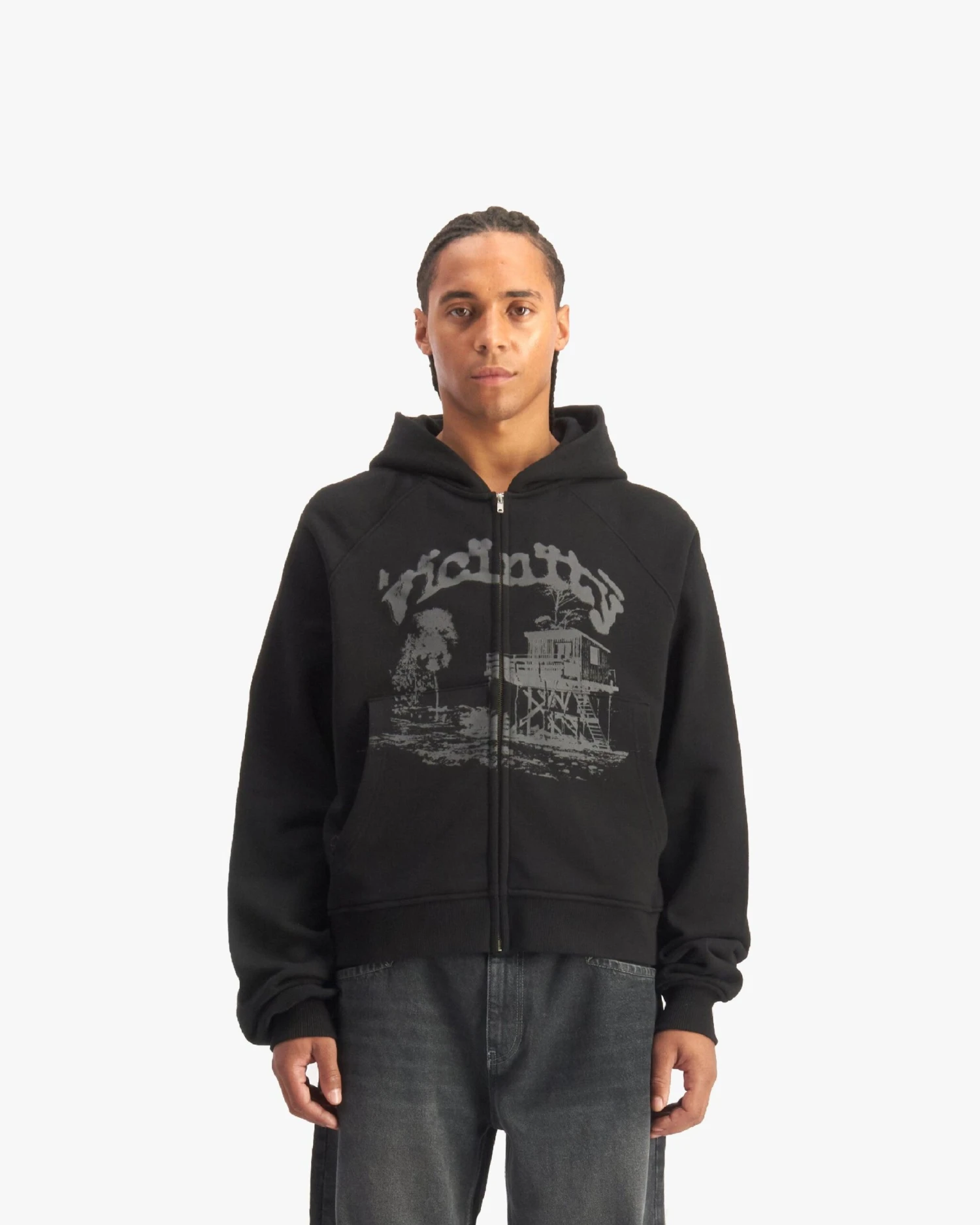 SHOOTING HOUSE ZIP HOODIE BLACK 2 SHOOTING HOUSE ZIP HOODIE BLACK - Image 2