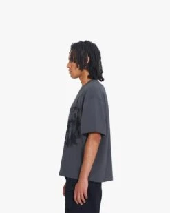 HAUNTED HOUSE TEE DARK GREY -Vicinity Fashion Store website pic main SummerTees 0000s 0007 haunted house g